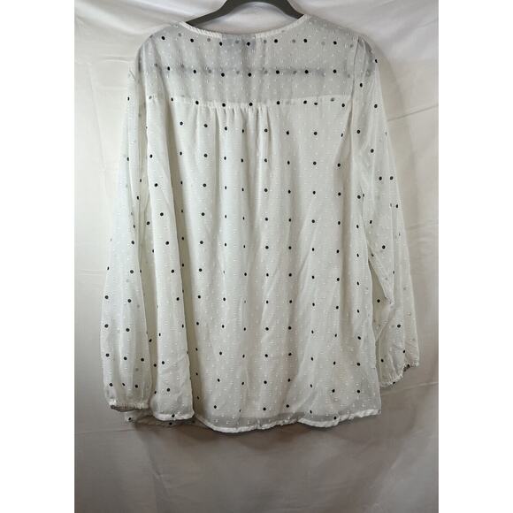Lane Bryant White Polka Dot Blouse - Picture 4 of 4